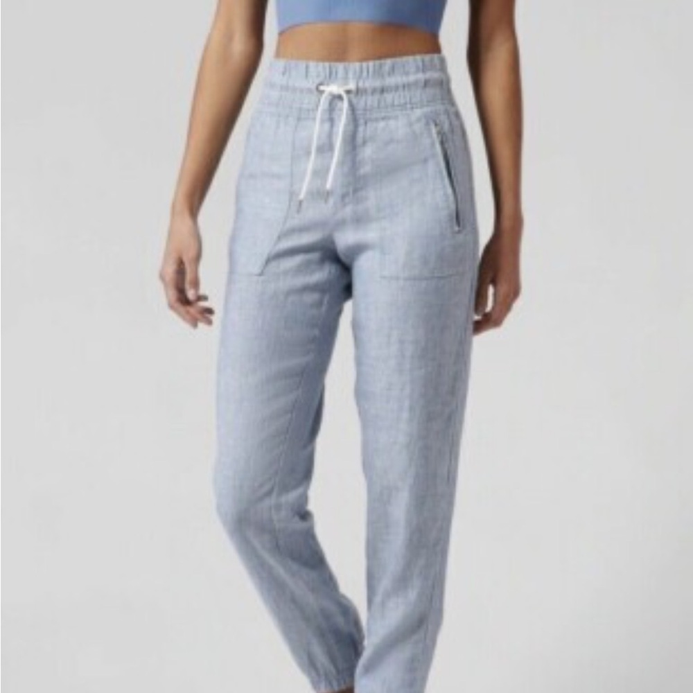 Athleta Sky Blue Linen Bottoms